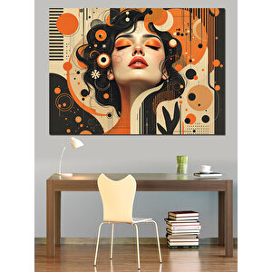 Retro Kadın Portresi Dekoratif Kanvas - Mdf Ahşap Tablo