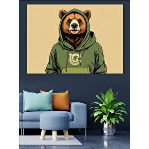 Kapüşonlu Ayı Figürü Dekoratif Kanvas - Mdf Ahşap Tablo