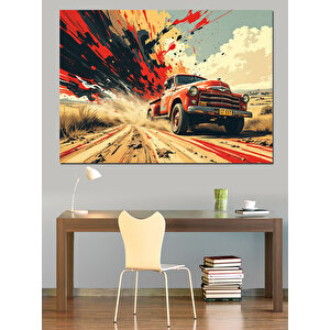 Patlayan Kamyonet Dekoratif Kanvas - Mdf Ahşap Tablo