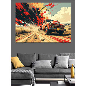 Patlayan Kamyonet Dekoratif Kanvas - Mdf Ahşap Tablo