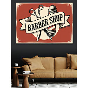 Retro Barber Shop Afiş Dekoratif Kanvas - Mdf Ahşap Tablo