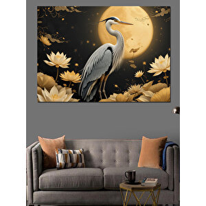 Ay Işığında Zarif Turna Dekoratif Kanvas - Mdf Ahşap Tablo