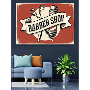 Retro Barber Shop Afiş Dekoratif Kanvas - Mdf Ahşap Tablo 70x100 cm