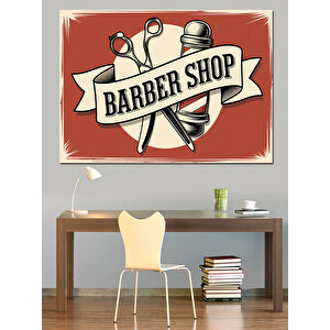 Retro Barber Shop Afiş Dekoratif Kanvas - Mdf Ahşap Tablo 70x100 cm