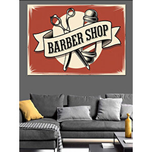 Retro Barber Shop Afiş Dekoratif Kanvas - Mdf Ahşap Tablo