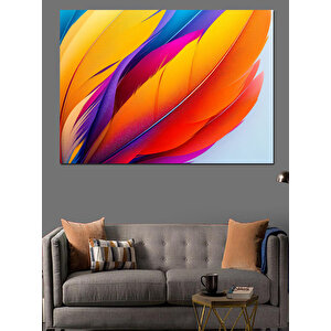 Soyut Renkli Tüyler Dekoratif Kanvas - Mdf Ahşap Tablo 25x35 cm