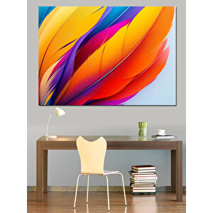 Soyut Renkli Tüyler Dekoratif Kanvas - Mdf Ahşap Tablo 25x35 cm