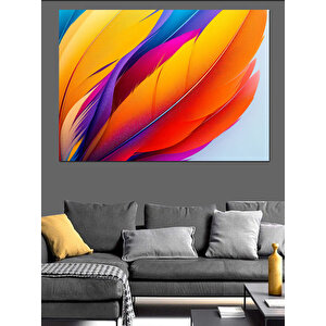Soyut Renkli Tüyler Dekoratif Kanvas - Mdf Ahşap Tablo 25x35 cm
