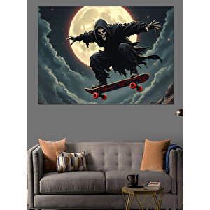 Ay Işığında Kaykaylı Ölüm Dekoratif Kanvas - Mdf Ahşap Tablo 70x100 cm