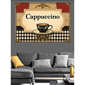 Retro Cappuccino Yazılı Poster Dekoratif Kanvas - Mdf Ahşap Tablo 70x100 cm