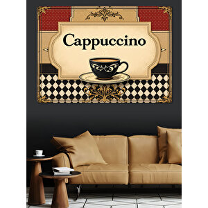 Retro Cappuccino Yazılı Poster Dekoratif Kanvas - Mdf Ahşap Tablo 70x100 cm