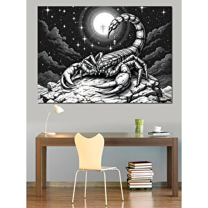 Ay Ve Akrep Burcu Dekoratif Kanvas - Mdf Ahşap Tablo 35x50 cm