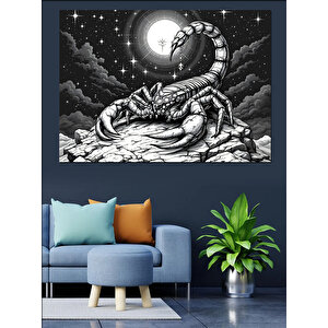 Ay Ve Akrep Burcu Dekoratif Kanvas - Mdf Ahşap Tablo 100x140 cm