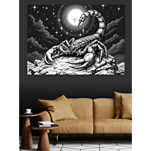 Ay Ve Akrep Burcu Dekoratif Kanvas - Mdf Ahşap Tablo