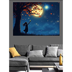 Ayışığında Büyülü Kız Dekoratif Kanvas - Mdf Ahşap Tablo 70x100 cm