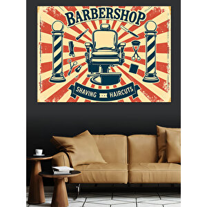 Retro Berber Dükkanı Posteri Dekoratif Kanvas - Mdf Ahşap Tablo