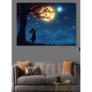 Ayışığında Büyülü Kız Dekoratif Kanvas - Mdf Ahşap Tablo 100x140 cm