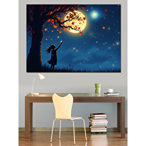 Ayışığında Büyülü Kız Dekoratif Kanvas - Mdf Ahşap Tablo 100x140 cm