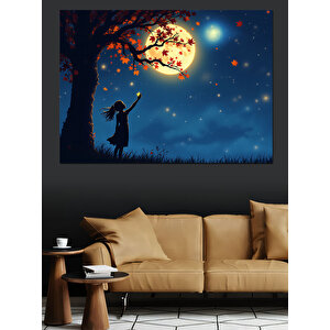 Ayışığında Büyülü Kız Dekoratif Kanvas - Mdf Ahşap Tablo