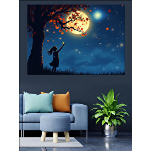 Ayışığında Büyülü Kız Dekoratif Kanvas - Mdf Ahşap Tablo