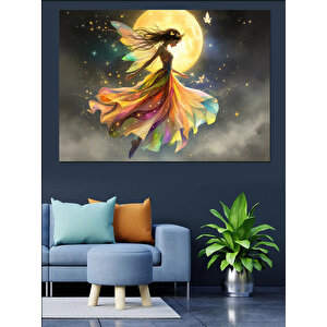 Ay Işığında Dönen Kadın Dekoratif Kanvas - Mdf Ahşap Tablo 70x100 cm