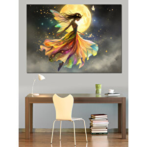 Ay Işığında Dönen Kadın Dekoratif Kanvas - Mdf Ahşap Tablo