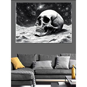 Ay Işığında Kafatası Dekoratif Kanvas - Mdf Ahşap Tablo 100x140 cm