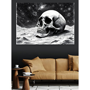Ay Işığında Kafatası Dekoratif Kanvas - Mdf Ahşap Tablo 100x140 cm