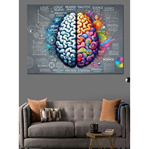 Renkli Beyin Grafiği Dekoratif Kanvas - Mdf Ahşap Tablo