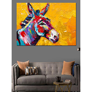 Renkli Eşek Portresi Dekoratif Kanvas - Mdf Ahşap Tablo 70x100 cm