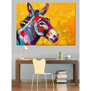 Renkli Eşek Portresi Dekoratif Kanvas - Mdf Ahşap Tablo 70x100 cm