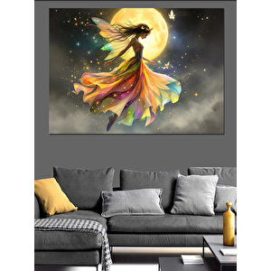Ay Işığında Dönen Kadın Dekoratif Kanvas - Mdf Ahşap Tablo 25x35 cm