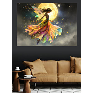 Ay Işığında Dönen Kadın Dekoratif Kanvas - Mdf Ahşap Tablo 25x35 cm