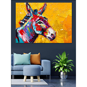 Renkli Eşek Portresi Dekoratif Kanvas - Mdf Ahşap Tablo 100x140 cm