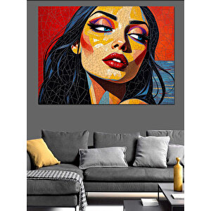 Renkli Pop Art Kadın Dekoratif Kanvas - Mdf Ahşap Tablo