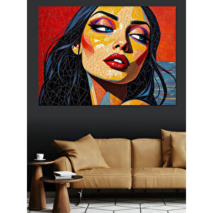 Renkli Pop Art Kadın Dekoratif Kanvas - Mdf Ahşap Tablo