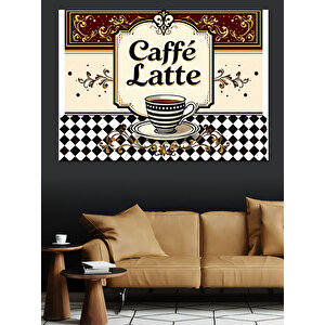 Retro Caffè Latte Tabelası Dekoratif Kanvas - Mdf Ahşap Tablo