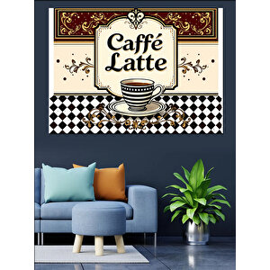 Retro Caffè Latte Tabelası Dekoratif Kanvas - Mdf Ahşap Tablo