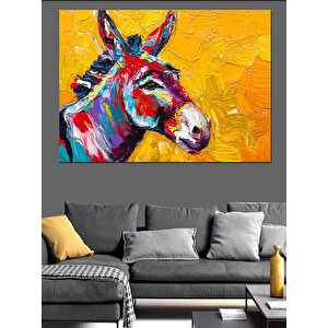 Renkli Eşek Portresi Dekoratif Kanvas - Mdf Ahşap Tablo