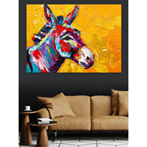Renkli Eşek Portresi Dekoratif Kanvas - Mdf Ahşap Tablo