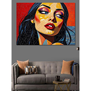 Renkli Pop Art Kadın Dekoratif Kanvas - Mdf Ahşap Tablo 70x100 cm