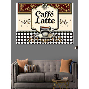 Retro Caffè Latte Tabelası Dekoratif Kanvas - Mdf Ahşap Tablo 25x35 cm