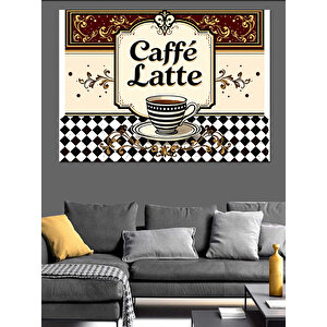 Retro Caffè Latte Tabelası Dekoratif Kanvas - Mdf Ahşap Tablo 25x35 cm
