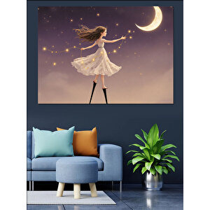 Ay Ve Çocuk Dekoratif Kanvas - Mdf Ahşap Tablo