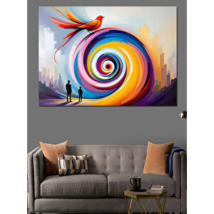 Renkli Döngüsel Sanat Dekoratif Kanvas - Mdf Ahşap Tablo 100x140 cm