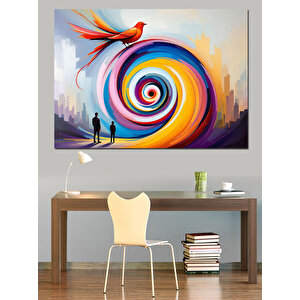 Renkli Döngüsel Sanat Dekoratif Kanvas - Mdf Ahşap Tablo 100x140 cm