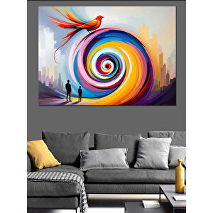 Renkli Döngüsel Sanat Dekoratif Kanvas - Mdf Ahşap Tablo
