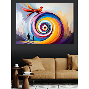 Renkli Döngüsel Sanat Dekoratif Kanvas - Mdf Ahşap Tablo