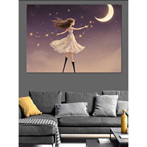 Ay Ve Çocuk Dekoratif Kanvas - Mdf Ahşap Tablo 50x70 cm