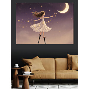 Ay Ve Çocuk Dekoratif Kanvas - Mdf Ahşap Tablo 50x70 cm